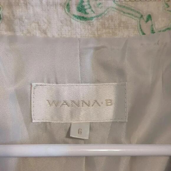Wanna B white and green floral blaser size 6 - Picture 3 of 5